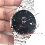 Best Copy De Ville Omega Black Dial Stainless Steel Watch For Sale